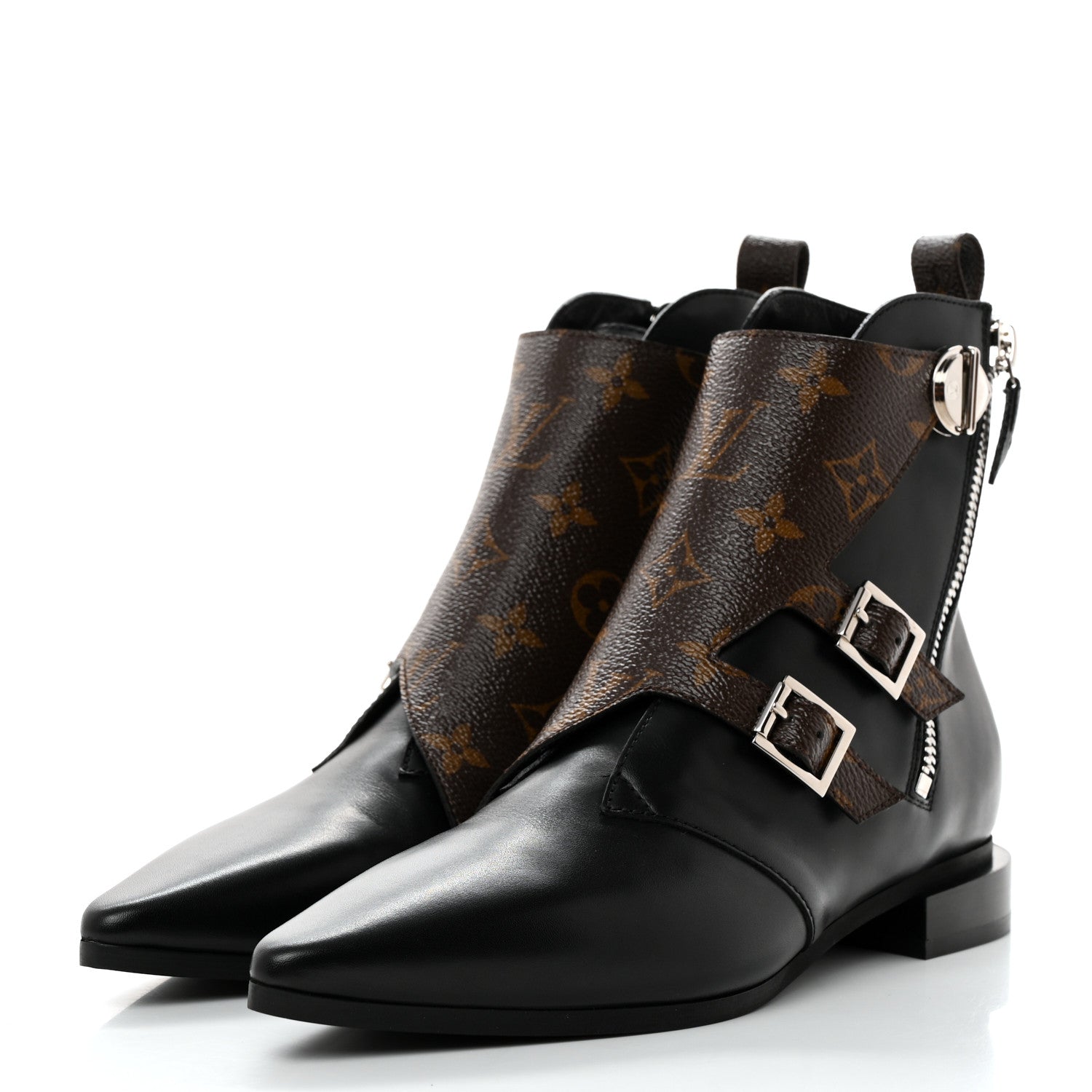 Louis Vuitton Calfskin Monogram Jumble Flat Ankle Boots 36.5 Black 3 of 10