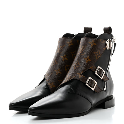 Louis Vuitton Calfskin Monogram Jumble Flat Ankle Boots 36.5 Black 3 of 10