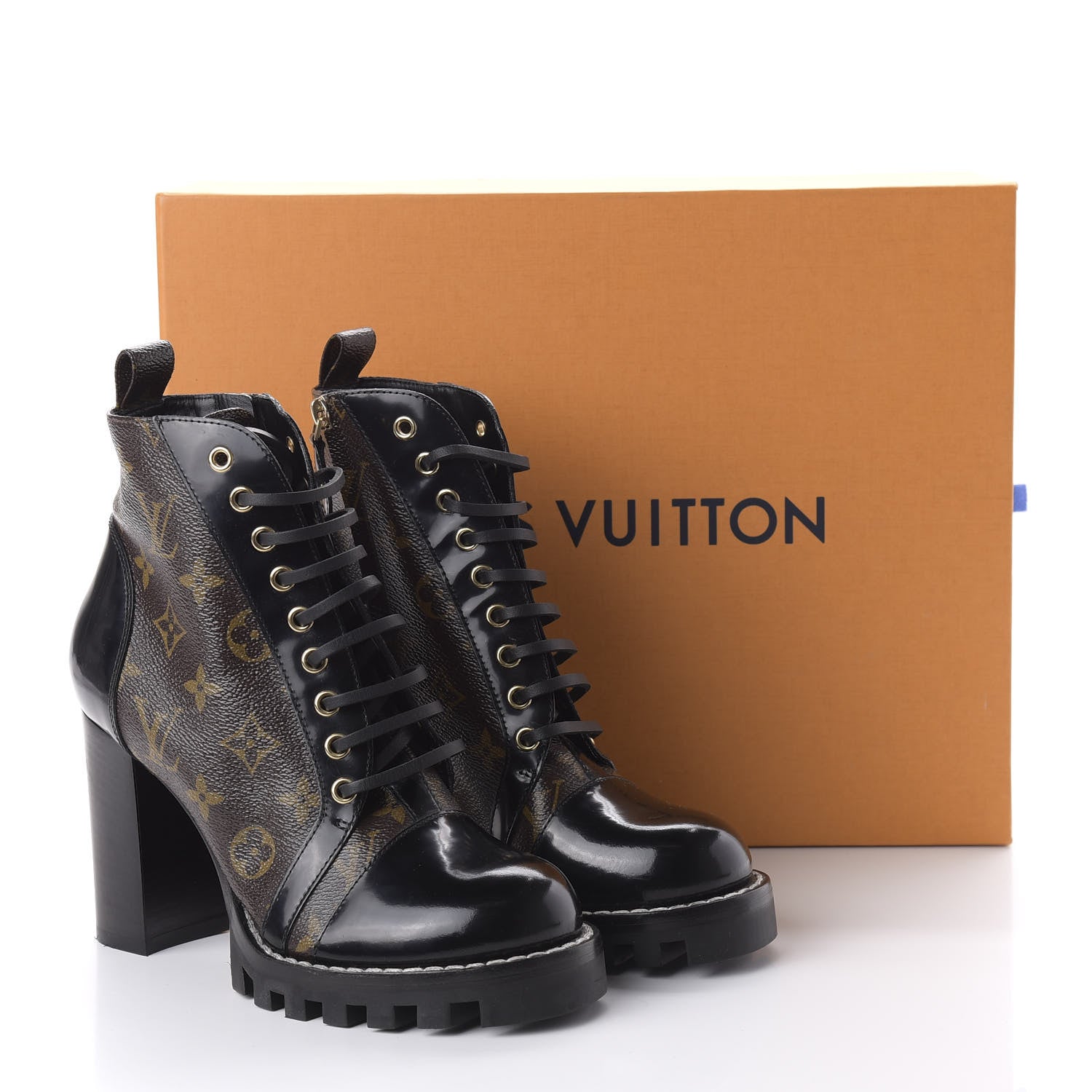 Louis Vuitton Patent Calfskin Monogram Star Trail Ankle Boots 38 Black 8 of 8
