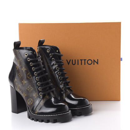 Louis Vuitton Patent Calfskin Monogram Star Trail Ankle Boots 38 Black 8 of 8