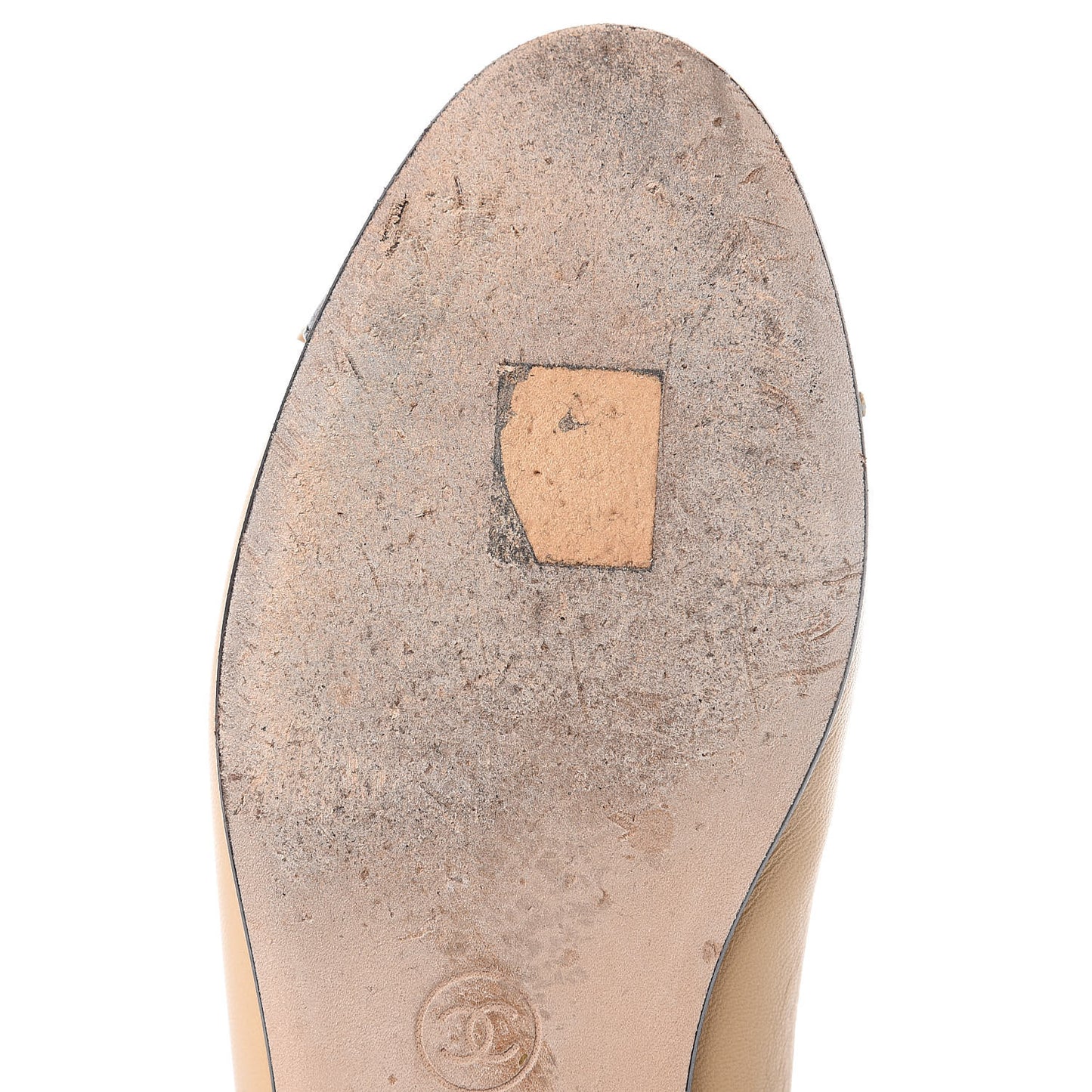 Lambskin CC Cap Toe Ballerina Flats 35 Beige Black