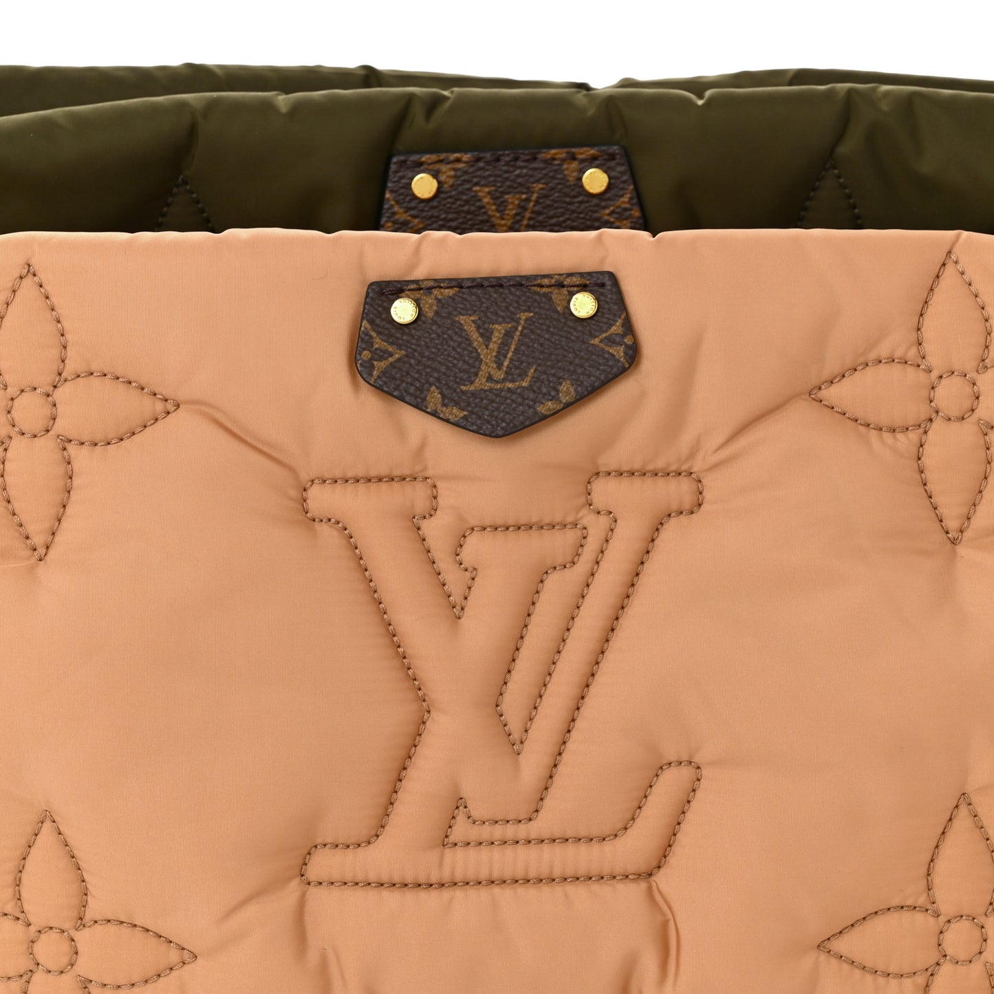 Econyl Monogram Pillow Maxi Multi Pochette Accessories Kaki Beige