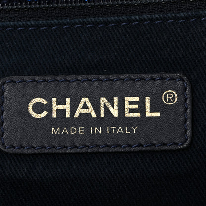 Chanel Lurex Canvas Medium Deauville Tote Navy Blue 6 of 10
