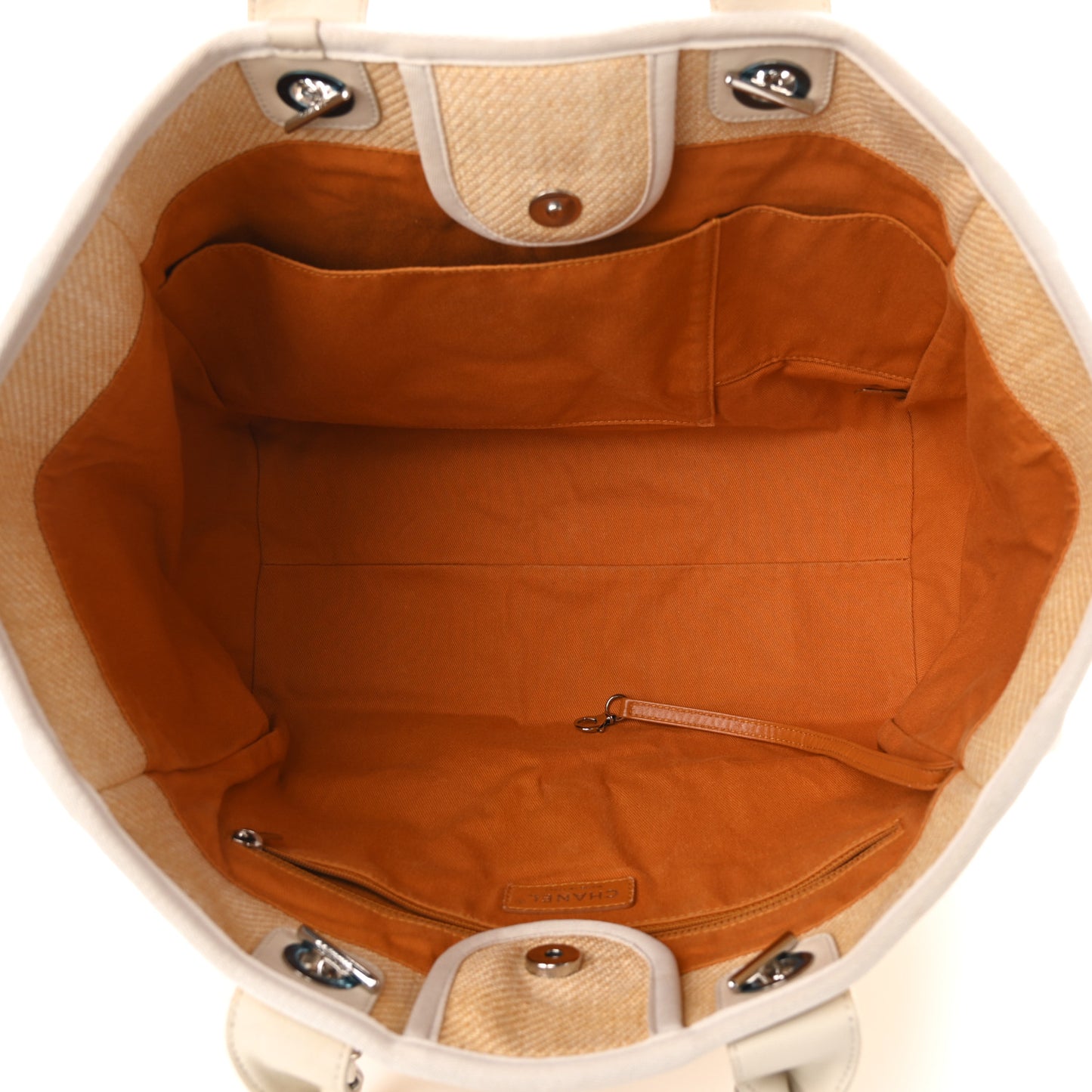 Woven Straw Raffia Medium Deauville Tote Beige