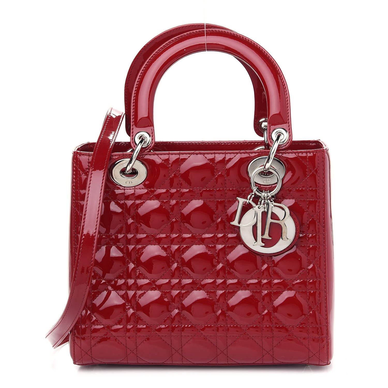 Christian Dior Patent Cannage Medium Lady Dior Red 1 of 10