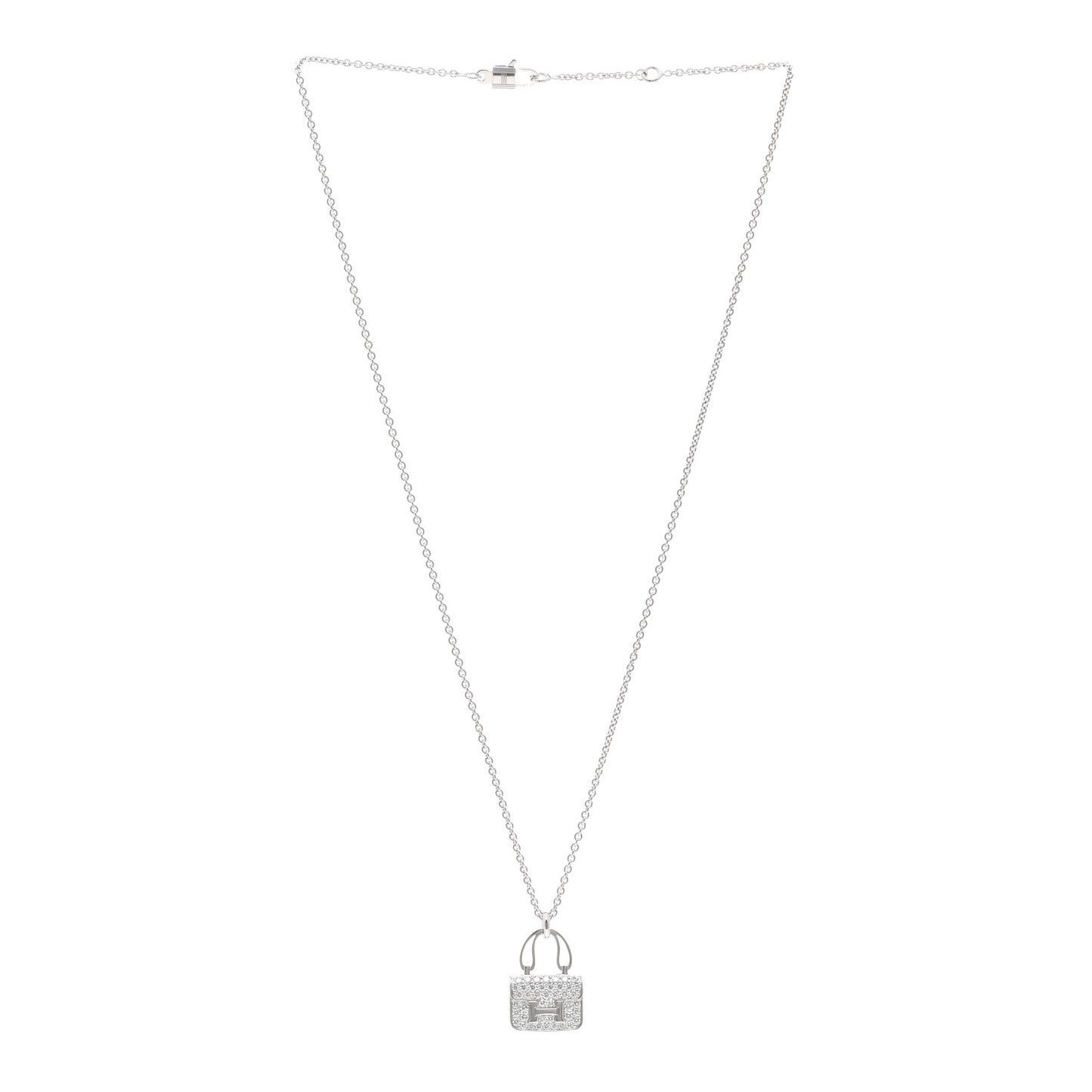 18K White Gold Diamond Constance Amulettes Pendant Necklace