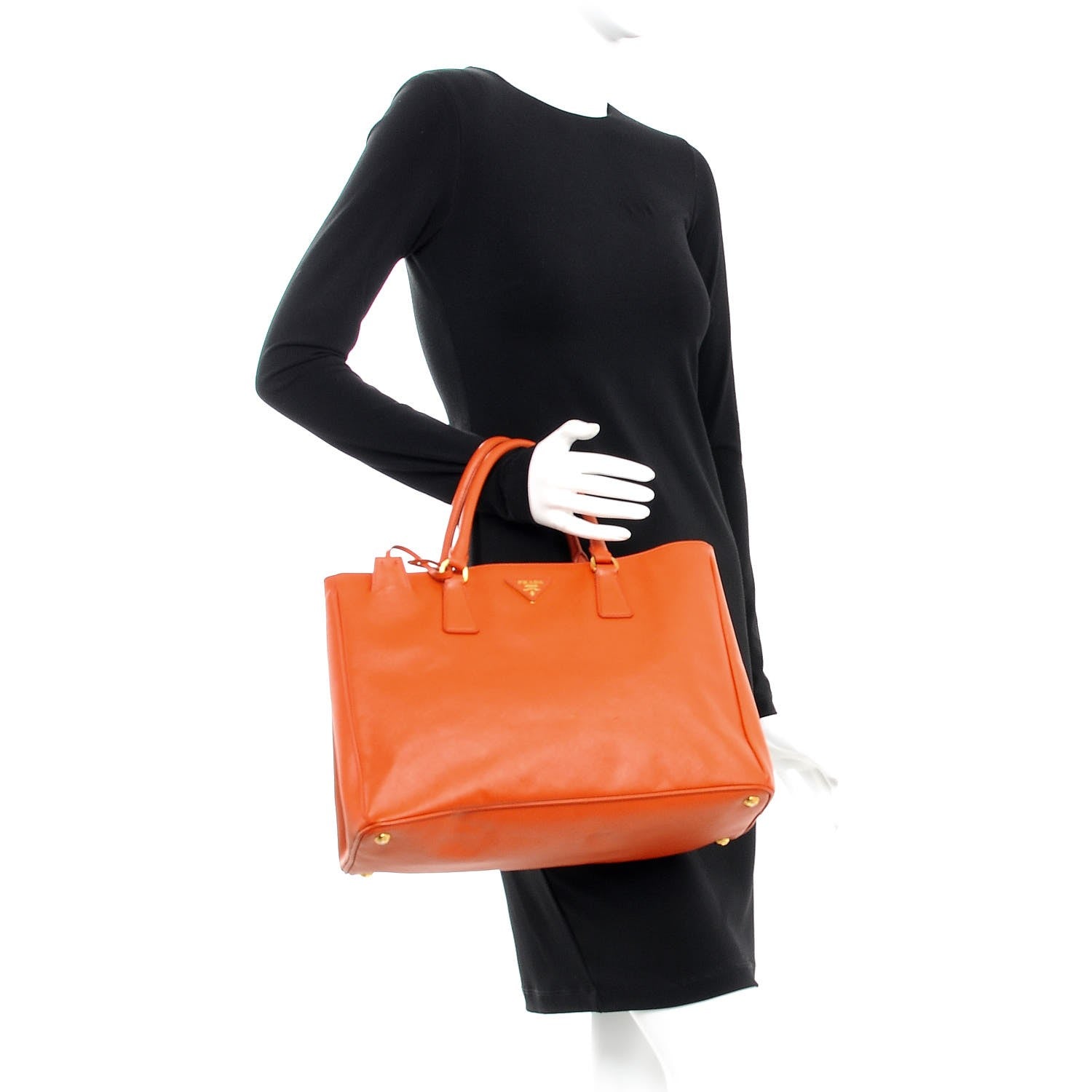 Prada Saffiano Lux Large Tote Papaya 2 of 14