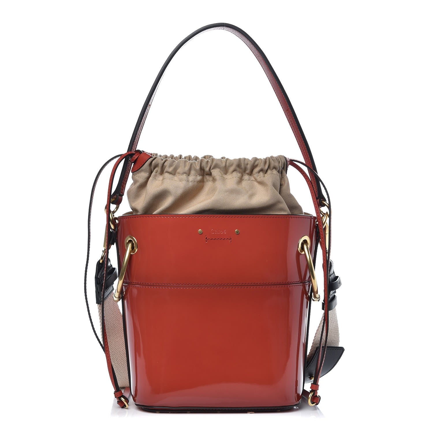 Chloe Patent Calfskin Small Roy Bucket Bag Earthy Red 1 of 7