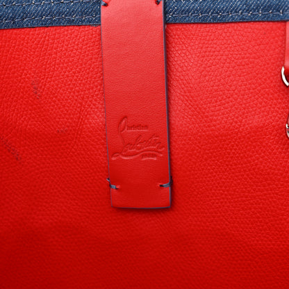 Christian Louboutin Denim Embroidered Spikes East West Cabata Tote Blue 8 of 12