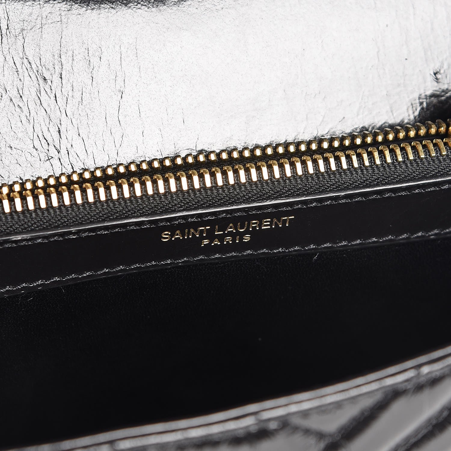Saint Laurent Cracked Shiny Calfskin Matelasse Chevron Monogram Medium College Bag Black 6 of 14