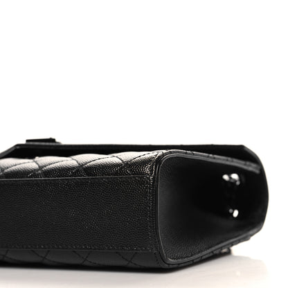 Saint Laurent Grain De Poudre Textured Mixed Matelasse Triquilt Medium Monogram Monochrome Satchel Black 9 of 9