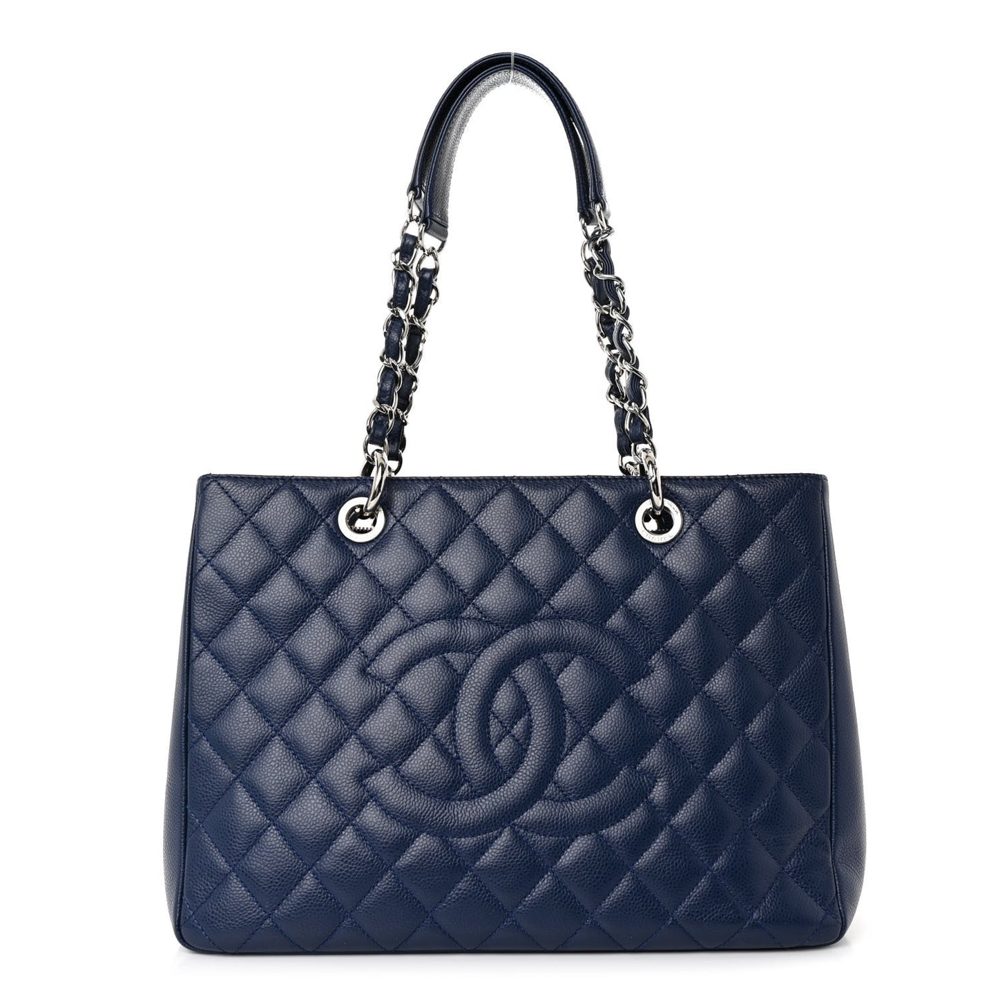 Caviar Quilted Grand Shopping Tote GST Dark Navy Blue