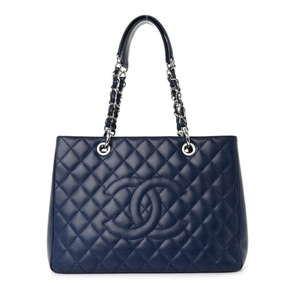 Chanel Caviar Quilted Grand Shopping Tote GST Dark Navy Blue 1 of 13
