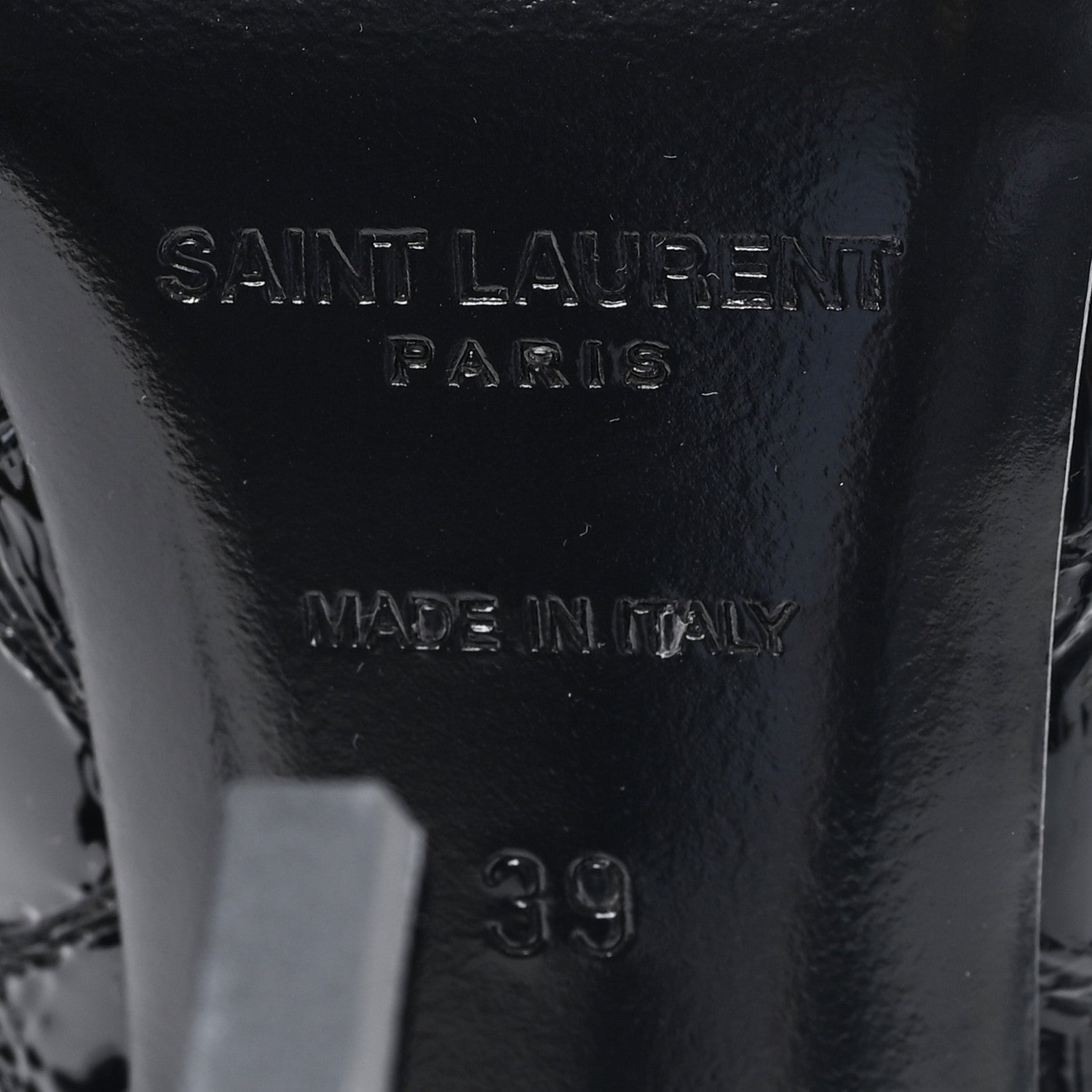 Saint Laurent Patent Crocodile Embossed Opyum 110 Slingback 39 Black 7 of 10
