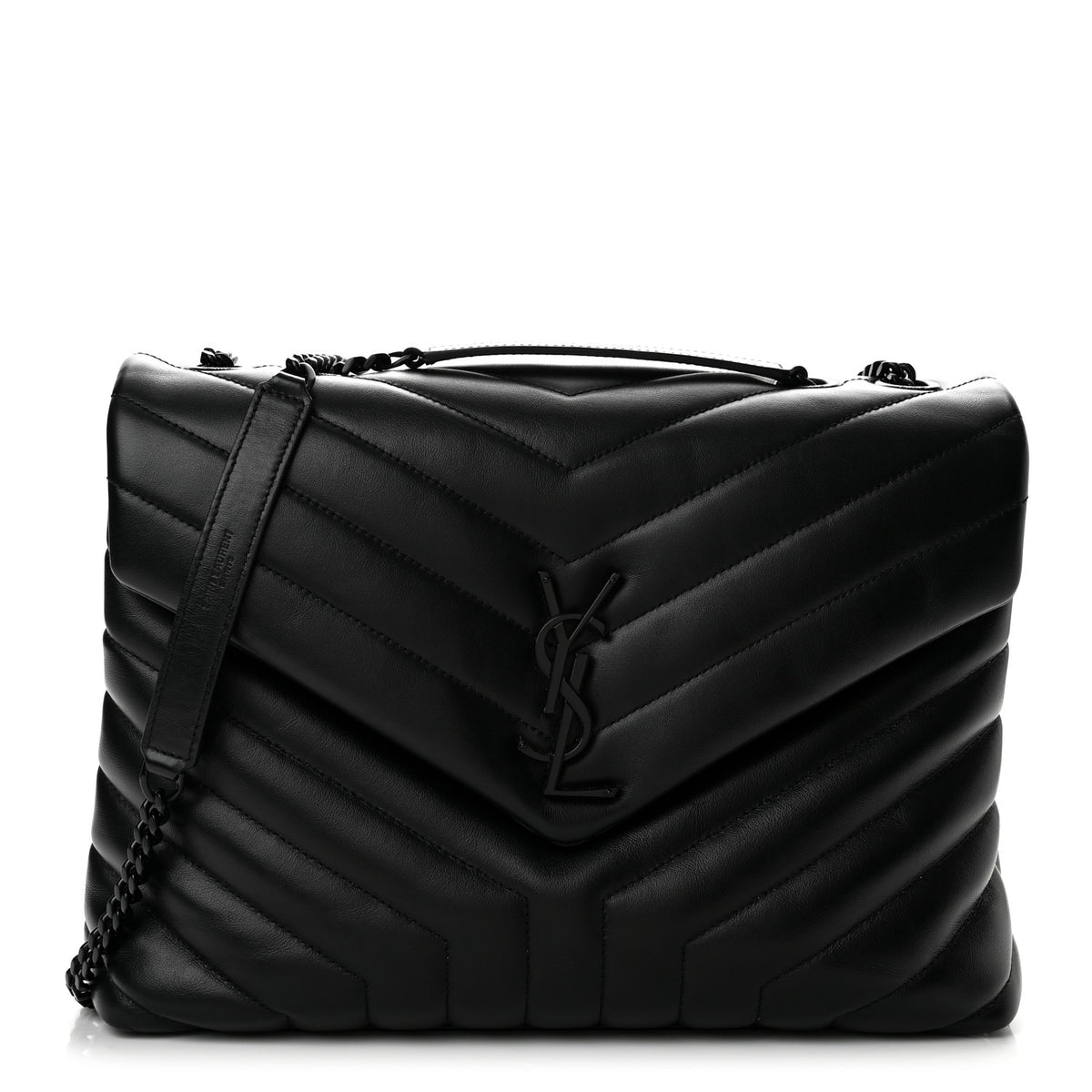 Saint Laurent Calfskin Y Quilted Monogram Monochrome Large Loulou Chain Satchel Black 1 of 14