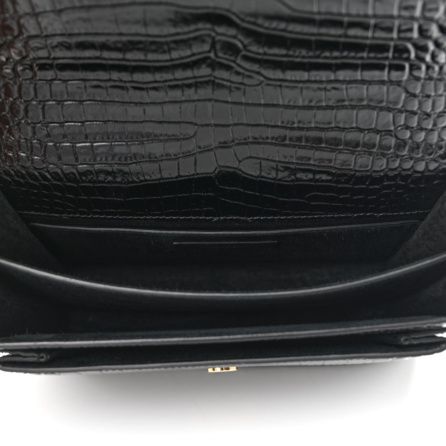 Calfskin Crocodile Embossed Medium Monogram Sunset Black