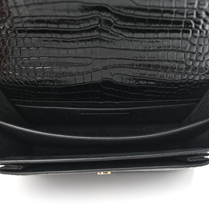 Saint Laurent Calfskin Crocodile Embossed Medium Monogram Sunset Black 5 of 10