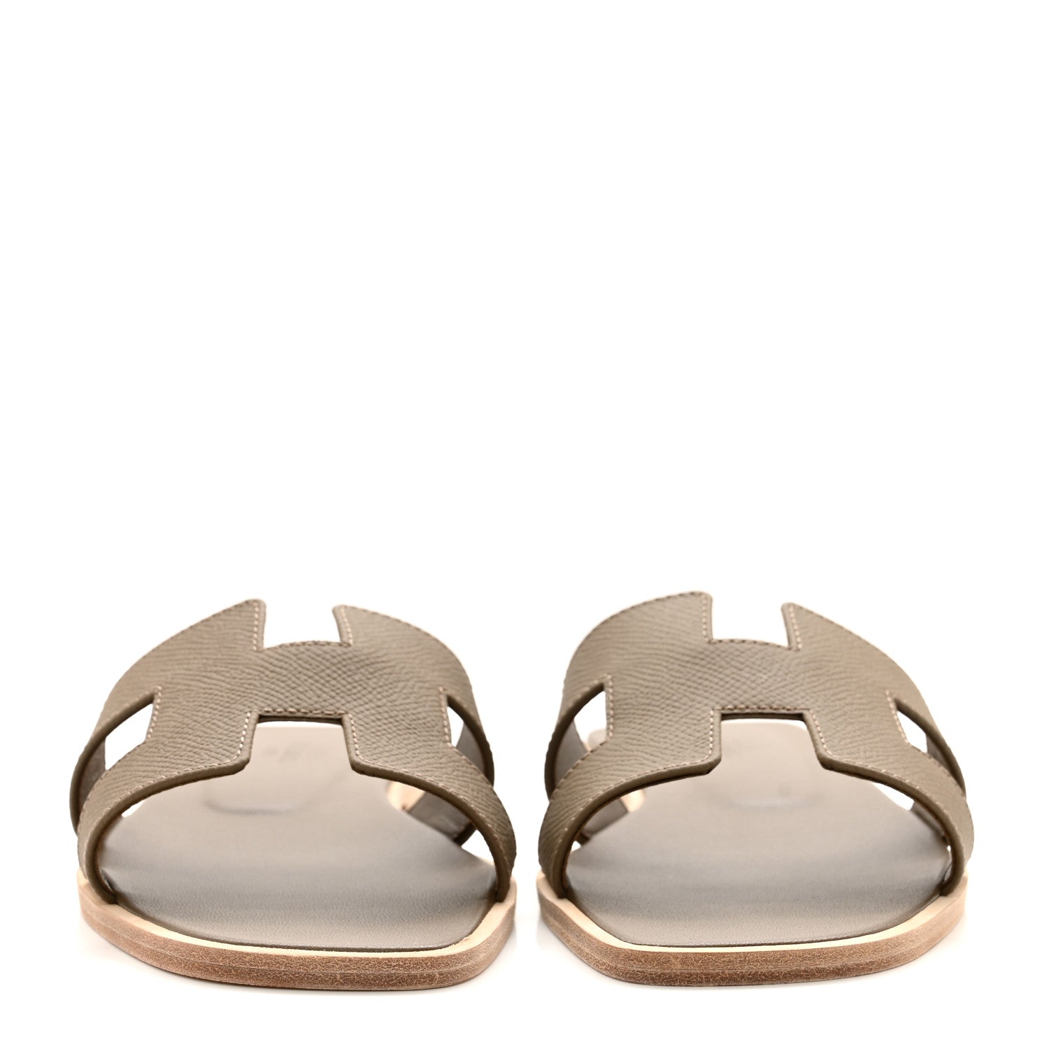 Hermes Epsom Oran Sandals 37 Etoupe 2 of 9