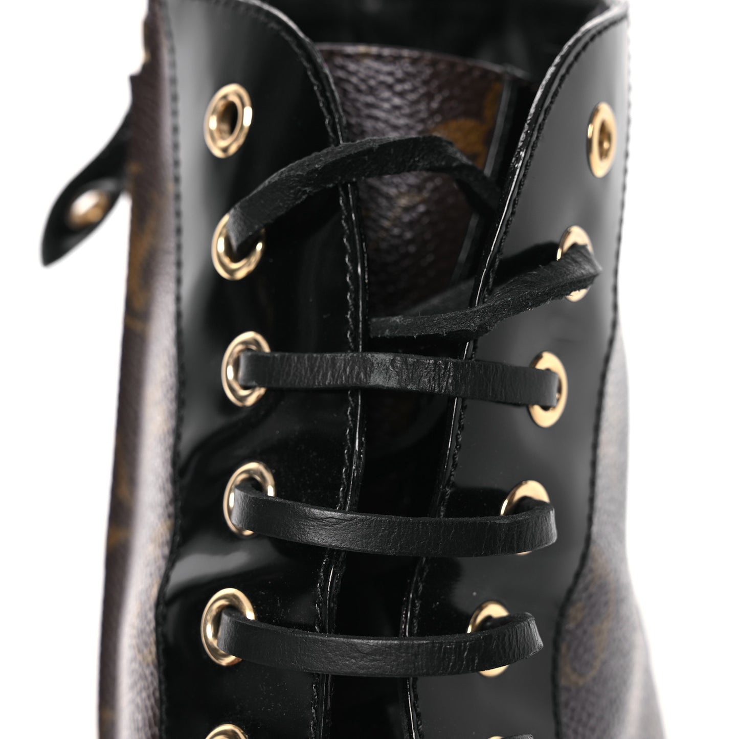 Patent Calfskin Monogram Star Trail Ankle Boots 40 Black