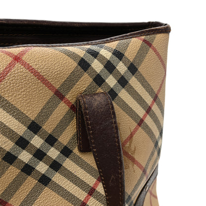 Burberry Haymarket Check Studded Tote Bag Chocolate 10 of 11