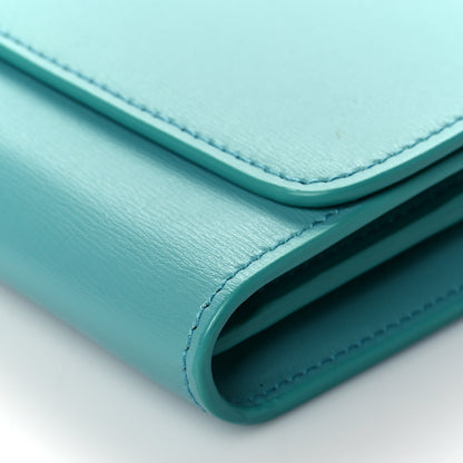 Salvatore Ferragamo Printed Calfskin Gancini Wallet On Chain Teal 8 of 8