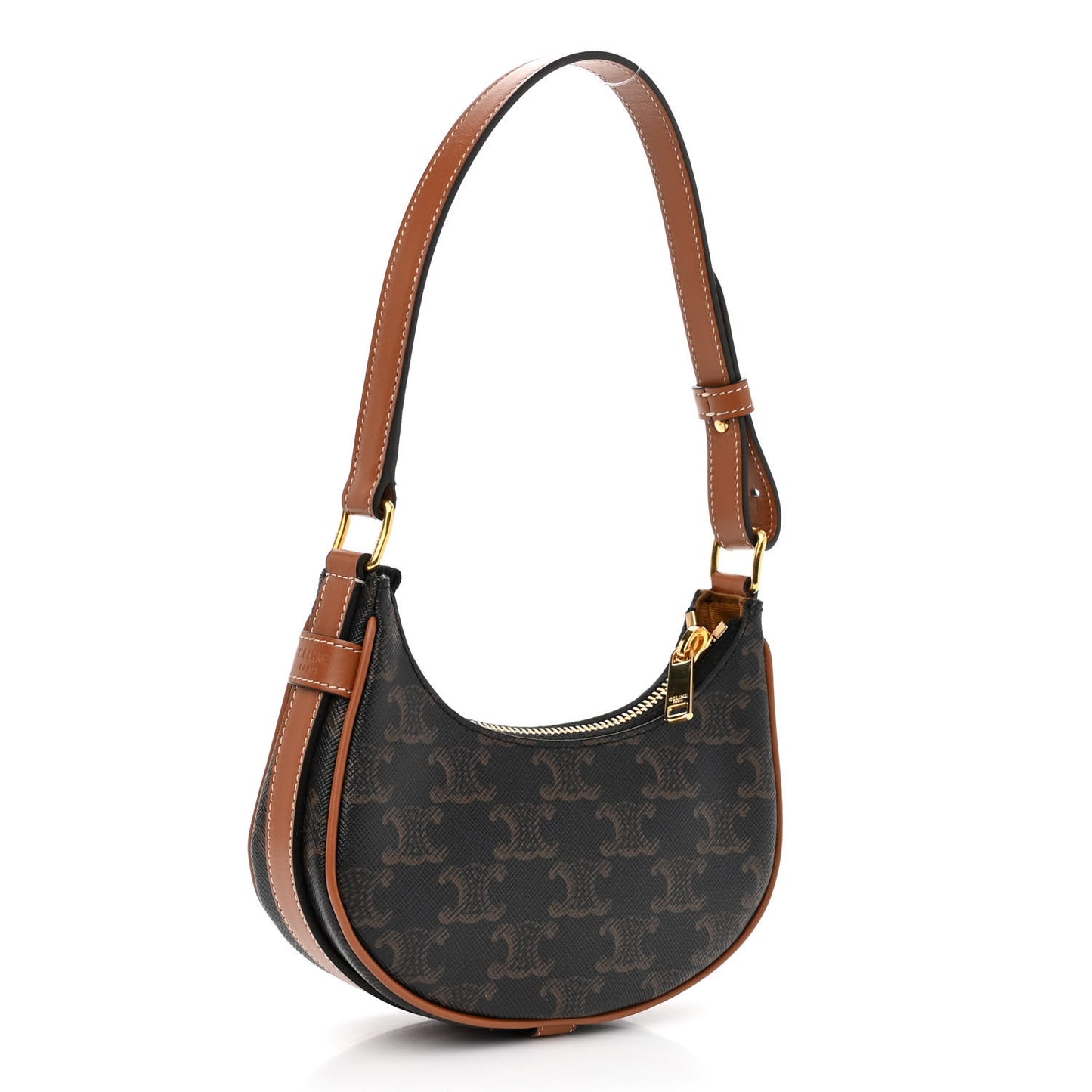 Canvas Calfskin Mini Ava Triomphe Shoulder Bag Tan