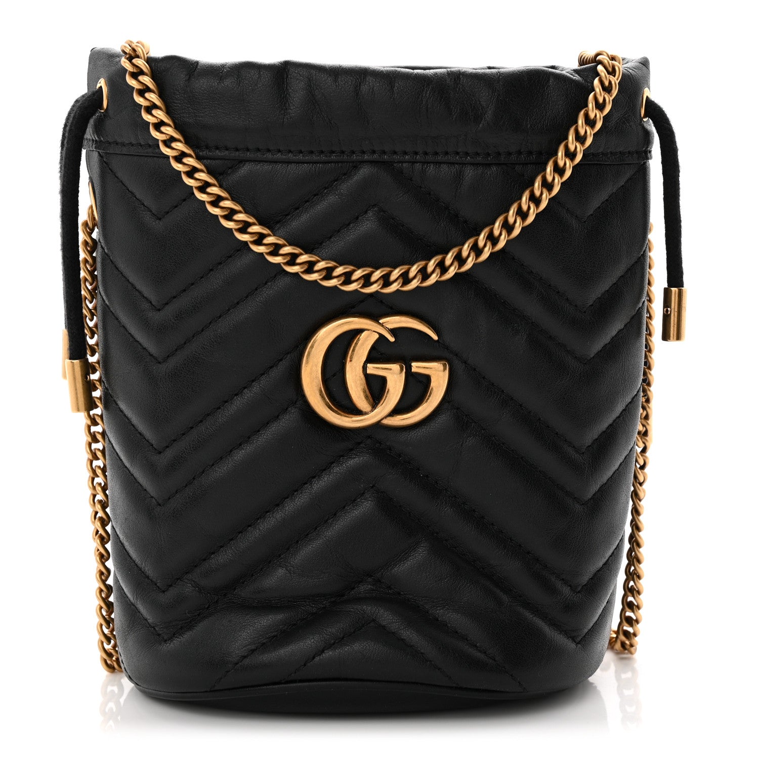 Gucci Calfskin Matelasse Mini GG Marmont 2.0 Bucket Bag Black 1 of 13
