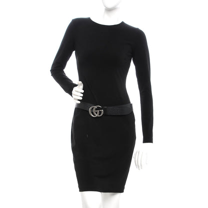 Gucci Textured Dollar Calfskin Nickel Double G 40mm Belt 85 34 Black 2 of 7