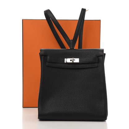 Hermes Taurillon Clemence Kelly Ado Backpack Black 10 of 10