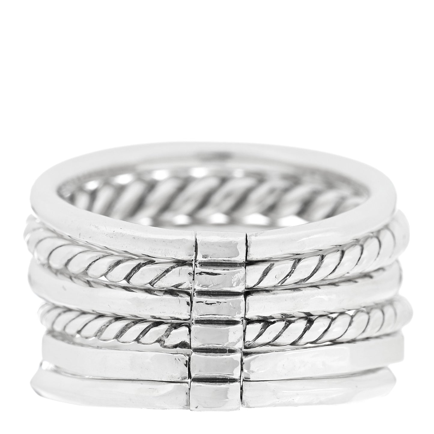 Sterling Silver Diamond 16mm Stax Wide Stacked Ring 58 8.25