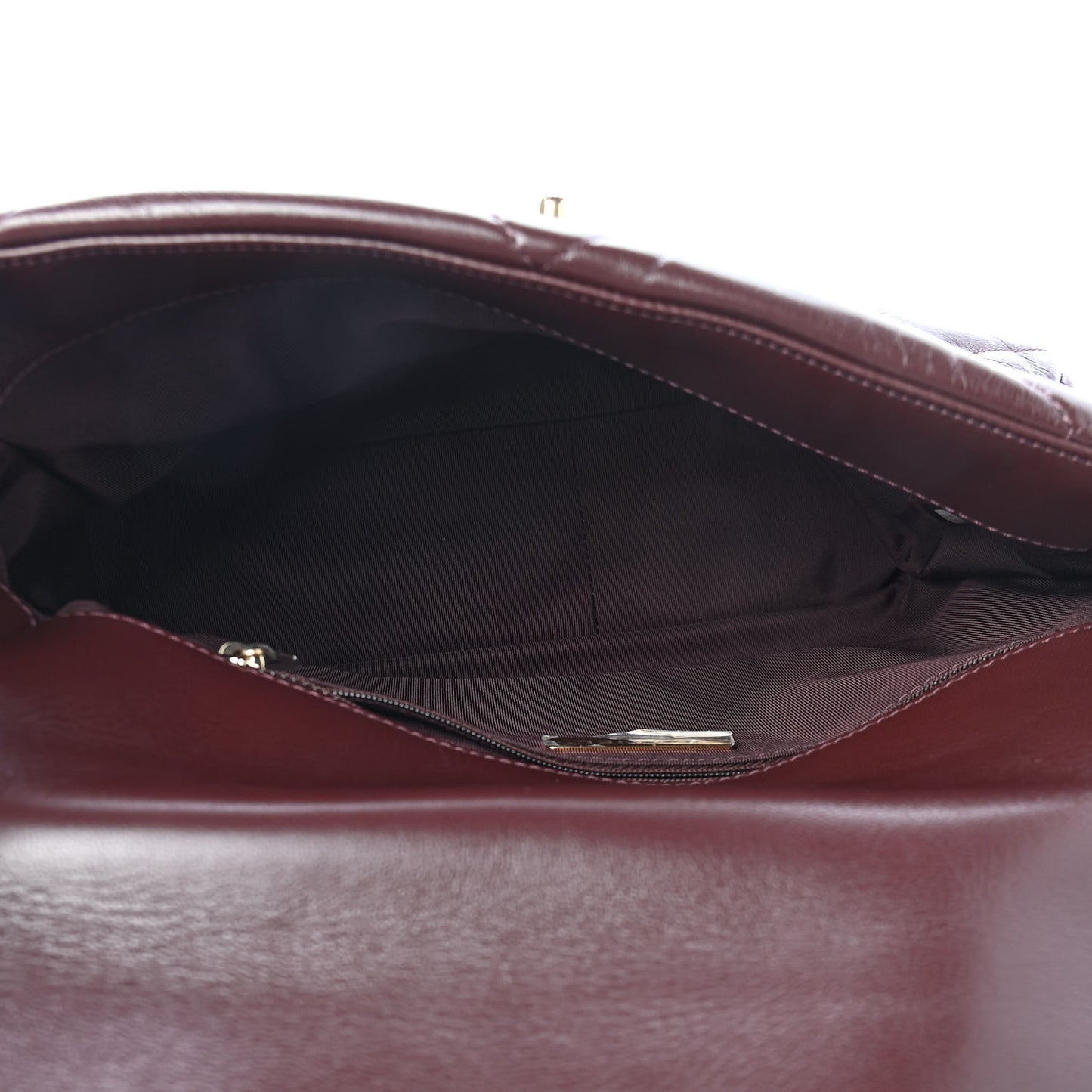 Shiny Goatskin Quilted Large Chanel 19 Flap Brown