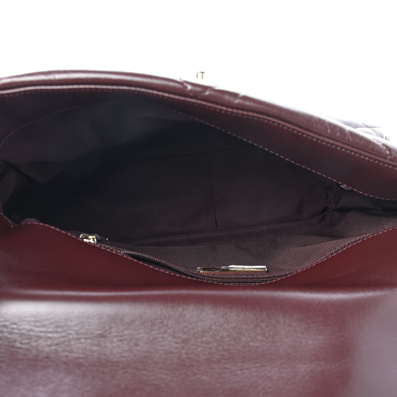 Chanel Shiny Goatskin Quilted Large Chanel 19 Flap Brown 5 of 9