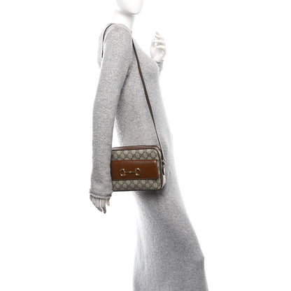 Gucci GG Supreme Monogram Small Horsebit 1955 Shoulder Bag Beige Brown Sugar 3 of 10