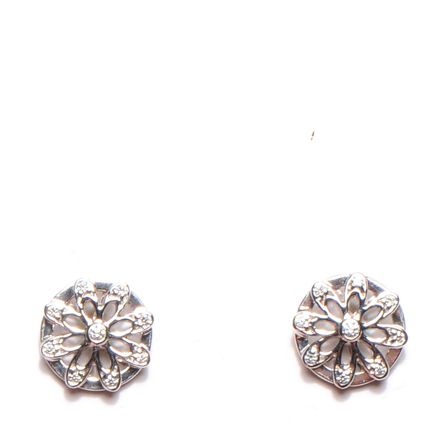 Tiffany 18k White Gold Diamond Flower Stud Earrings 1 of 5