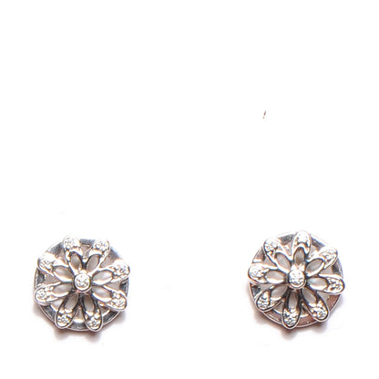 Tiffany 18k White Gold Diamond Flower Stud Earrings 1 of 5