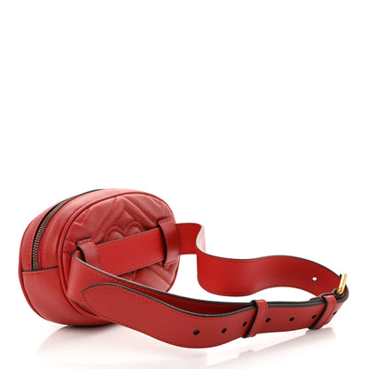 Gucci Calfskin Matelasse GG Marmont Belt Bag 85 34 Hibiscus Red 3 of 10