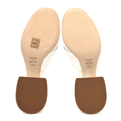 Fendi Calfskin Crocodile Embossed Promenade Mules 38.5 White 5 of 8