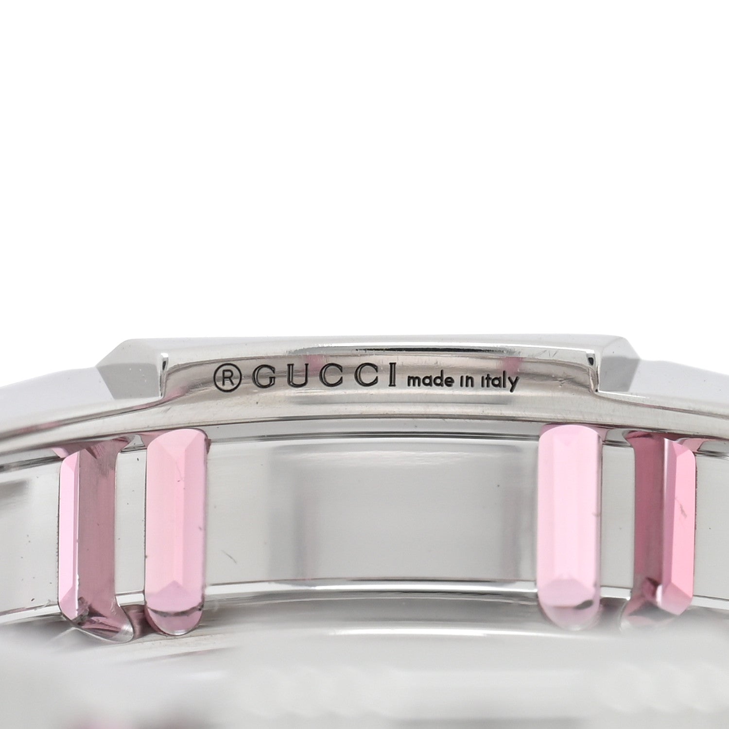 Gucci 18K White Gold Rubellite 7mm Link to Love Ring 58 8.25 4 of 4