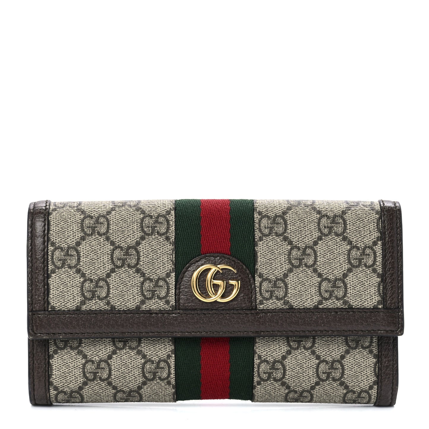 GG Supreme Monogram Web Ophidia Continental Wallet Brown