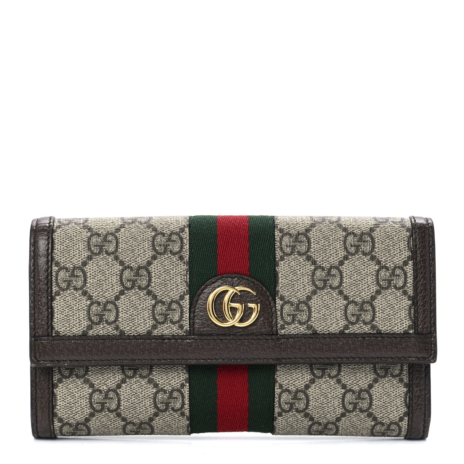 Gucci GG Supreme Monogram Web Ophidia Continental Wallet Brown 1 of 11