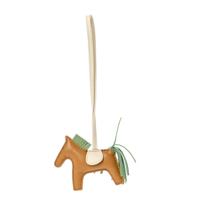 Hermes Milo Lambskin Grigri Rodeo Horse Bag Charm PM Sesame Vert Criquet Craie 1 of 5