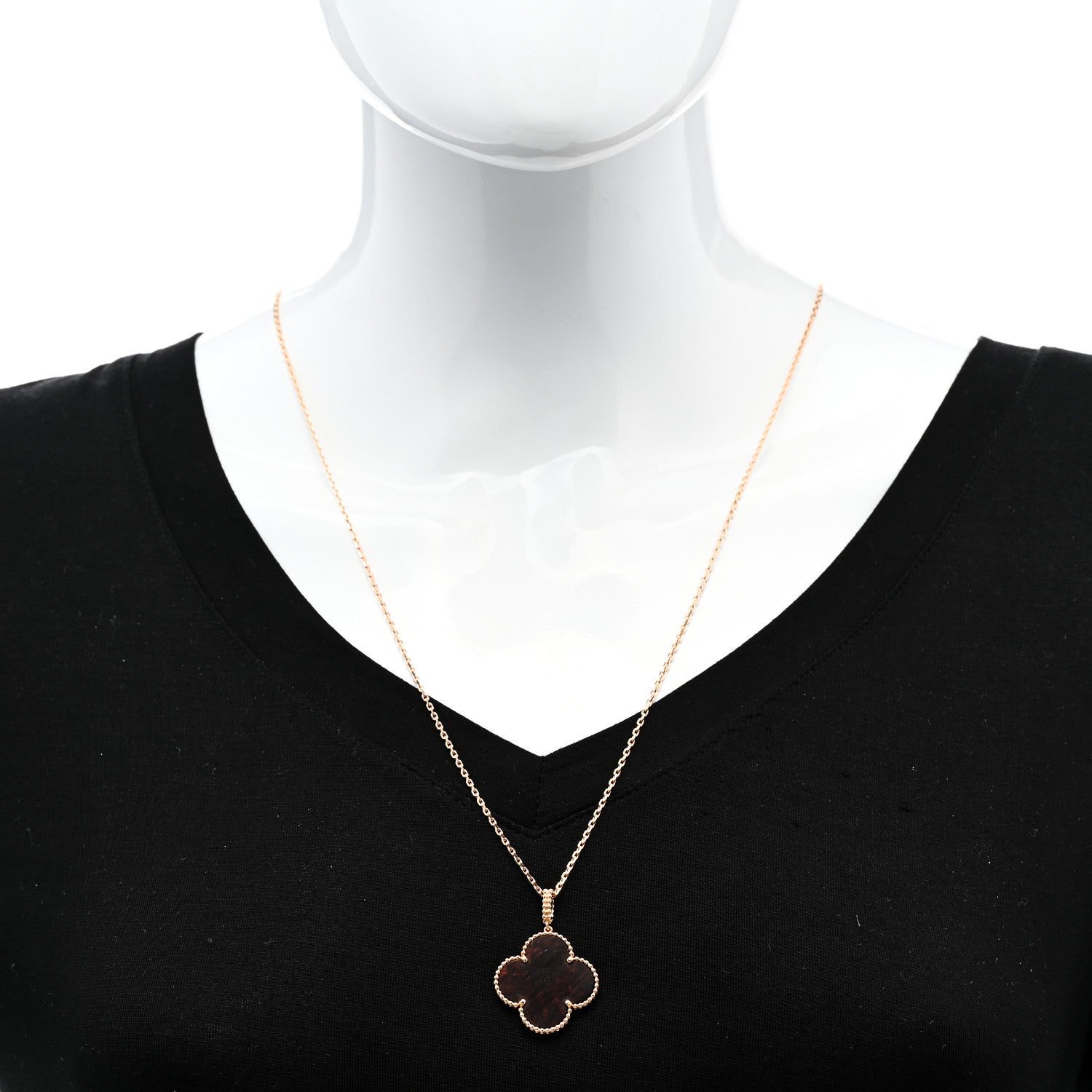 Van Cleef & Arpels 18K Rose Gold Letterwood Magic Alhambra Long Necklace 2 of 5