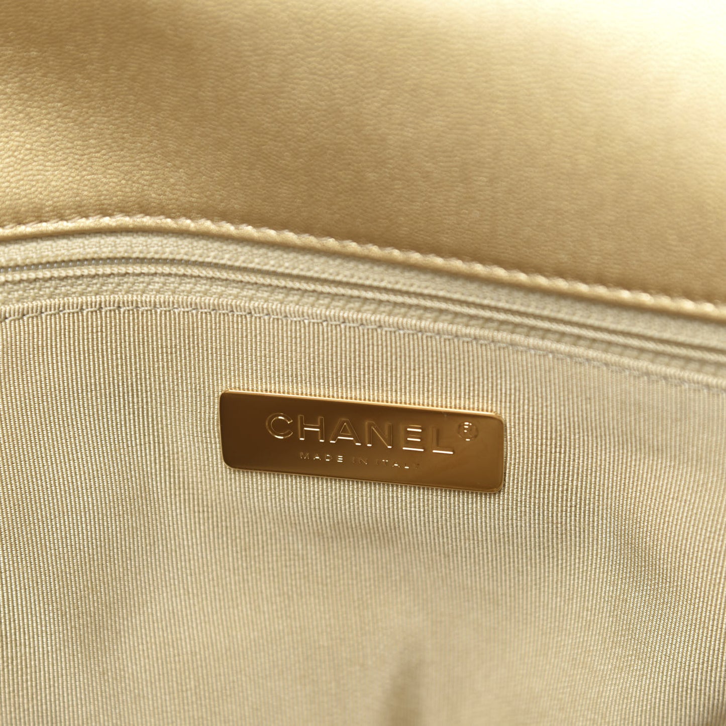 Metallic Goatskin Quilted Maxi 19 Flap Gold