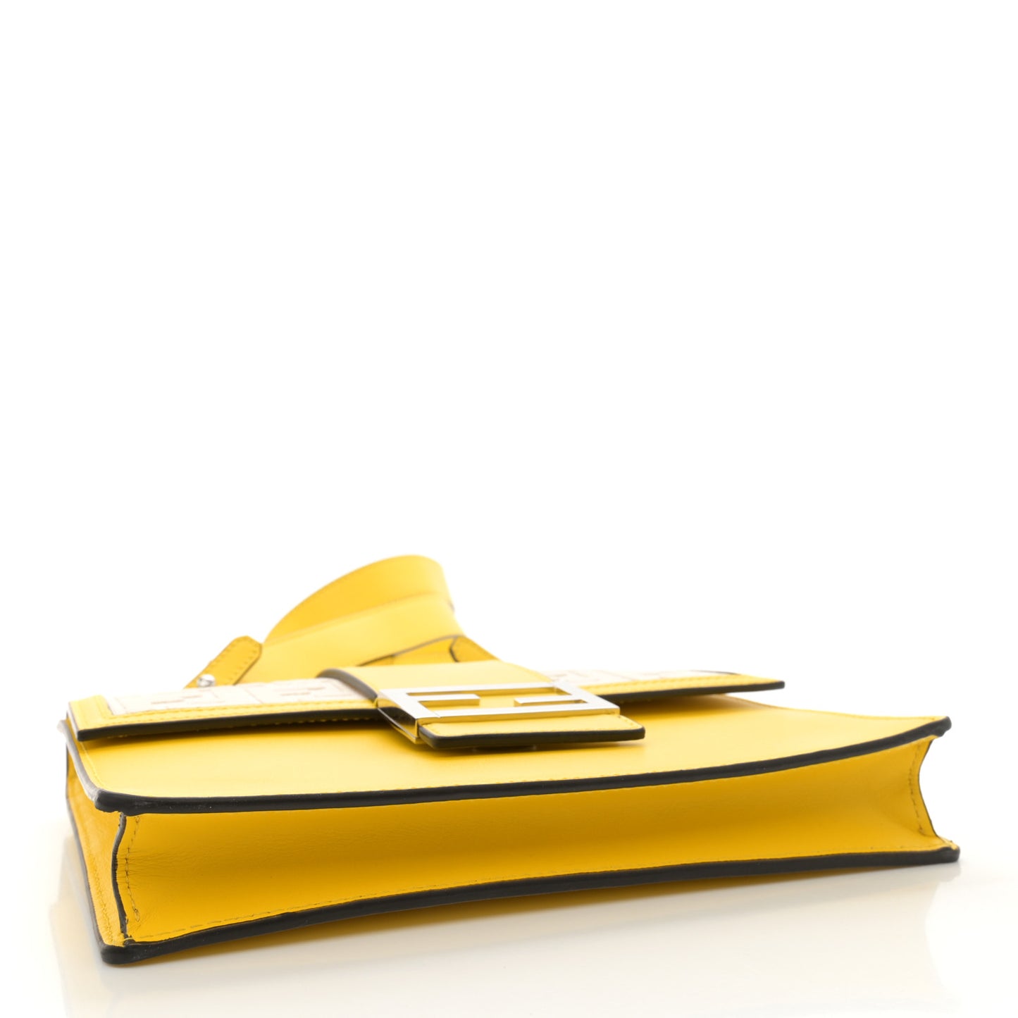 Canvas Vitello King FF Embroidered Medium Flat Baguette Grezzo Limone