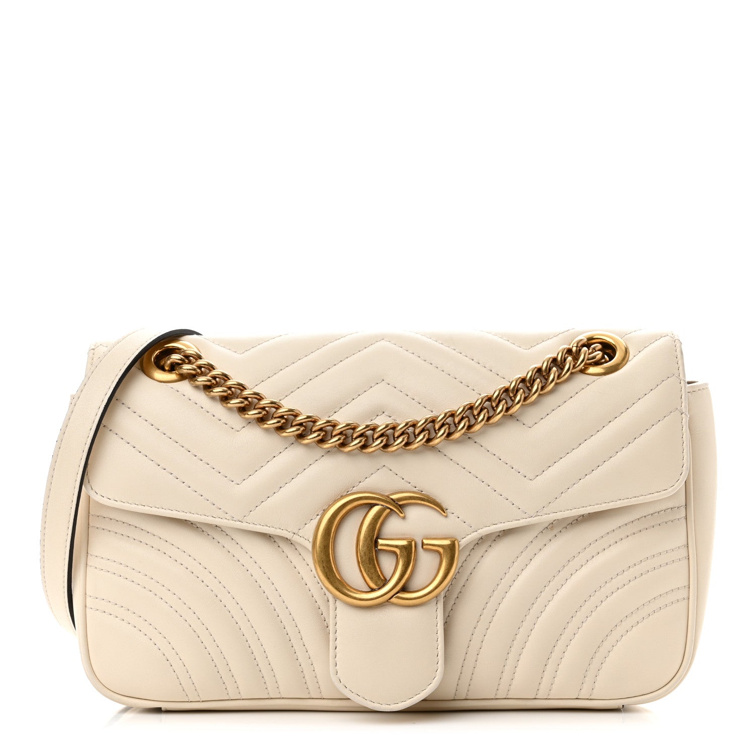 Gucci Calfskin Matelasse Small GG Marmont Shoulder Bag White 1 of 11