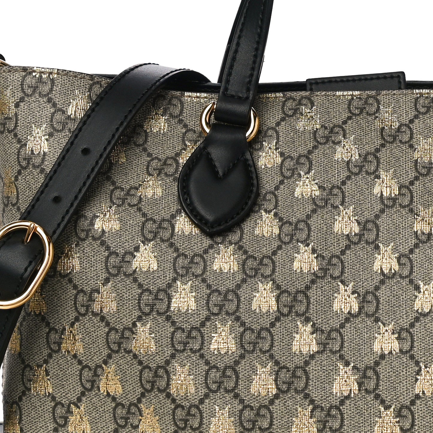 Soft GG Supreme Monogram Bees Small Crossbody Tote Beige Oro Black