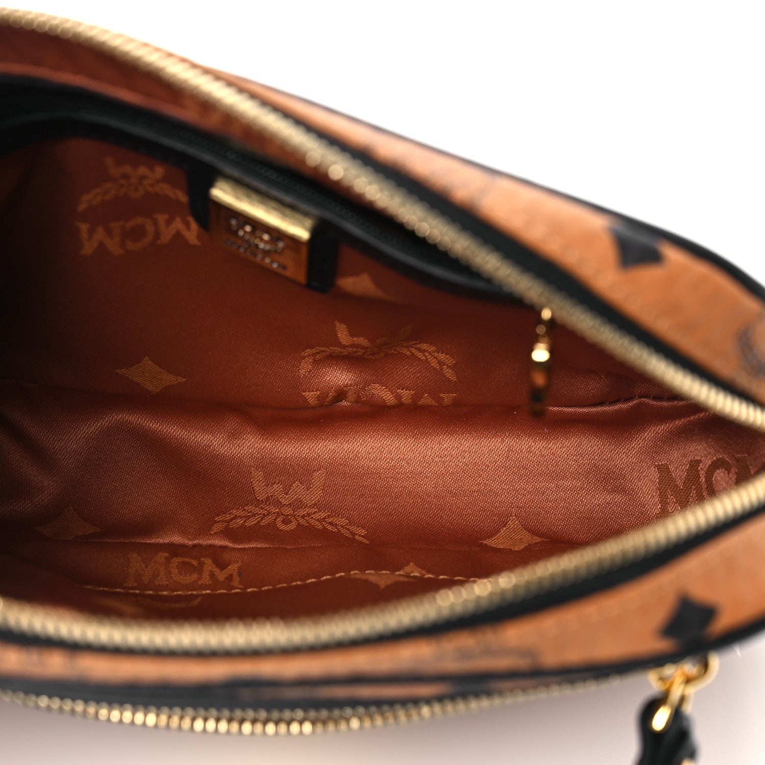 MCM Visetos Small Crossbody Bag Cognac Black 5 of 10
