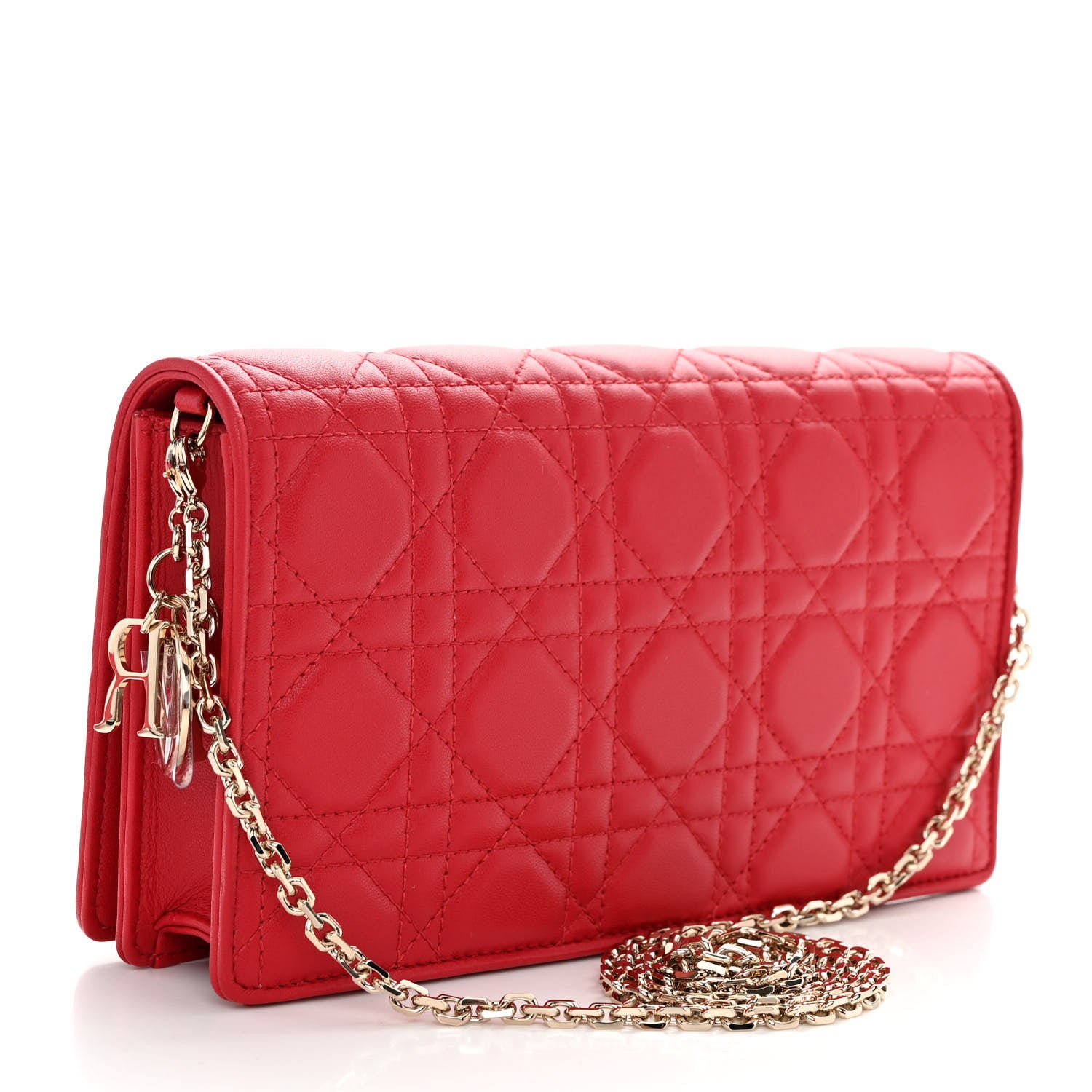 Christian Dior Lambskin Cannage Lady Dior Pouch Red 4 of 10