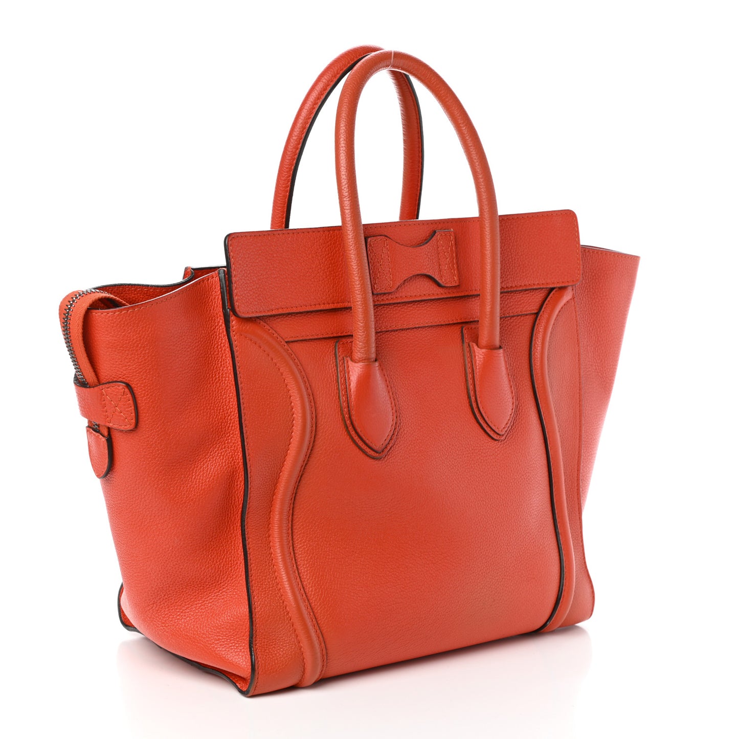 Drummed Calfskin Mini Luggage Vermillion