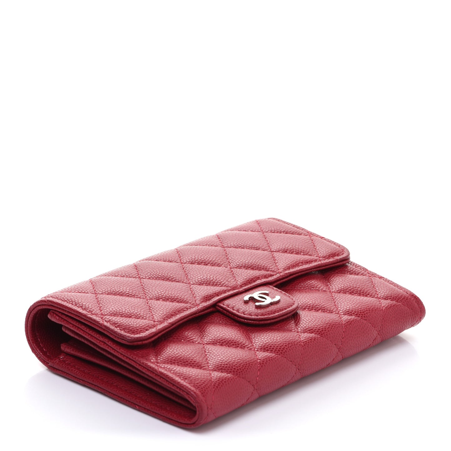 Caviar Quilted Medium Flap Wallet Dark Pink
